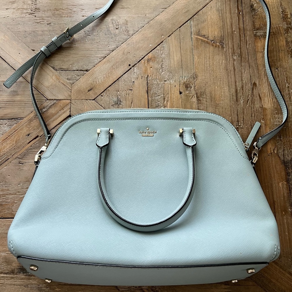 Kate Spade domed hand bag. Gently used!! Spring light blue leather!
